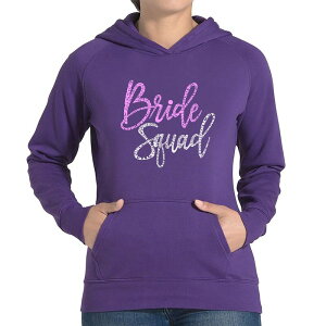�G���G�[�|�b�v�A�[�g ���f�B�[�X �g�b�v�X T�V���c �X�E�F�b�g LA Pop Art Bride Squad - Women's Word Art Hooded Sweatshirt Purple �p�[�v��