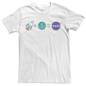 �A�j���L�����N�^�[ ���f�B�[�X �g�b�v�X T�V���c �v���X�T�C�Y Licensed Character Men's NASA Rocket Plus Planet Earth Equals NASA Emoji Tee White �z���C�g
