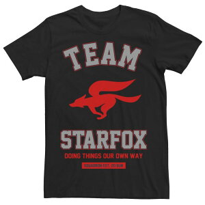 �A�j���L�����N�^�[ ���f�B�[�X �g�b�v�X T�V���c ���S Licensed Character Men's Nintendo Team Star Fox Logo Tee Black �u���b�N