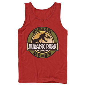 �A�j���L�����N�^�[ ���f�B�[�X �g�b�v�X T�V���c Licensed Character Men's Jurassic Park Staff Icon T-Rex Skeleton Tank Top Red ���b�h