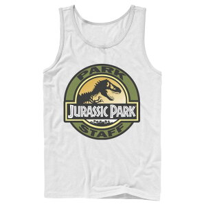 �A�j���L�����N�^�[ ���f�B�[�X �g�b�v�X T�V���c Licensed Character Men's Jurassic Park Staff Icon T-Rex Skeleton Tank Top White �z���C�g