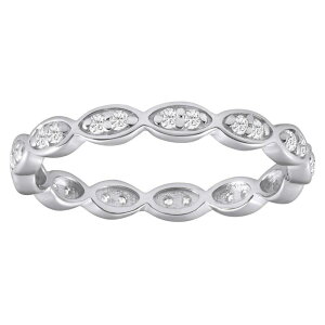 Alyson Layne ���f�B�[�X �A�N�Z�T���[ �����O Alyson Layne 10k Gold 1/4 Carat.W. Lab Grown Diamond Oblong Eternity Band 10k White Gold �z���C�g