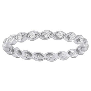 Alyson Layne ���f�B�[�X �A�N�Z�T���[ �����O Alyson Layne 10k Gold 1/8 Carat.W. Lab Grown Diamond Twist Eternity Band 10k White Gold �z���C�g