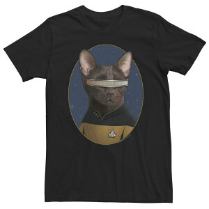 �A�j���L�����N�^�[ ���f�B�[�X �g�b�v�X T�V���c Licensed Character Men'star Trek LaForge Cat Formation Tee Black �u���b�N