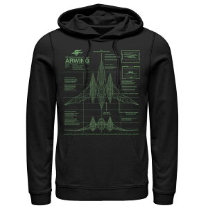 �A�j���L�����N�^�[ ���f�B�[�X �g�b�v�X T�V���c �p�[�J�[ Licensed Character Men's Nintendo Star Fox Zero Arwing Schematics Poster Hoodie Black �u���b�N