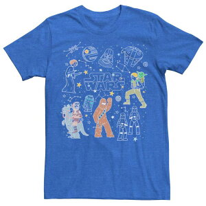 �X�^�[ �E�H�[�Y ���f�B�[�X �g�b�v�X T�V���c Men'star Wars Group Shot Constellation Doodles Tee Royal Heather �w�U�[