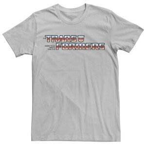 �A�j���L�����N�^�[ ���f�B�[�X �g�b�v�X T�V���c ���S Licensed Character Men's Transformers Red Gradient Logo Tee Silver �V���o�[
