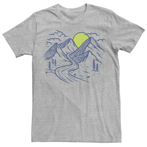 �A�j���L�����N�^�[ ���f�B�[�X �g�b�v�X T�V���c Licensed Character Men'simple Line Drawn Mountains & Setting Sun Tee Athletic Heather �w�U�[