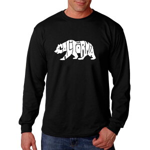 �G���G�[�|�b�v�A�[�g ���f�B�[�X �g�b�v�X T�V���c LA Pop Art California Bear - Men's Word Art Long Sleeve T-shirt Black �u���b�N