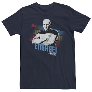 �A�j���L�����N�^�[ ���f�B�[�X �g�b�v�X T�V���c �L���b�v Licensed Character Men'star Trek The Next Generation Captain Picard Engage Tee Navy �l�C�r�[
