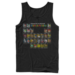 �A�j���L�����N�^�[ ���f�B�[�X �g�b�v�X T�V���c Licensed Character Men's Nintendo Super Mario Periodic Table Of Character Panel Grid Tank Top Black �u���b�N