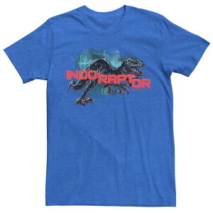 �A�j���L�����N�^�[ ���f�B�[�X �g�b�v�X T�V���c Licensed Character Men's Jurassic World Indo Raptor Splatter Portraitee Royal Heather �w�U�[