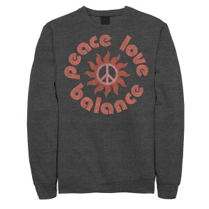 �A�j���L�����N�^�[ ���f�B�[�X �g�b�v�X T�V���c �X�E�F�b�g Licensed Character Men's Fifth Sun Peace Love Balance Circle Sweatshirt Charcoal Heather �`���R�[��