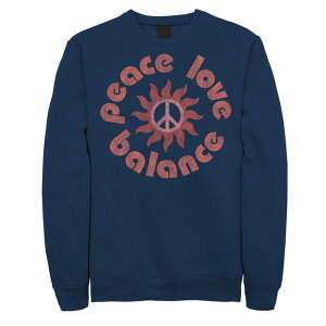 �A�j���L�����N�^�[ ���f�B�[�X �g�b�v�X T�V���c �X�E�F�b�g Licensed Character Men's Fifth Sun Peace Love Balance Circle Sweatshirt Navy �l�C�r�[