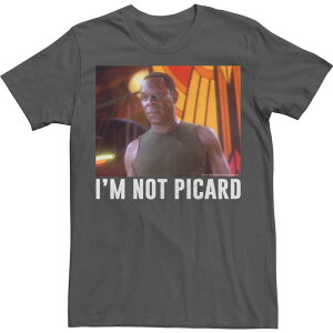 �A�j���L�����N�^�[ ���f�B�[�X �g�b�v�X T�V���c �L���b�v Licensed Character Men'star Trek: Deep Space Nine Captain Sisko I'm Not Picard Tee Charcoal �`���R�[��