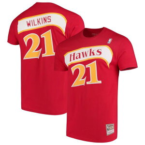 �~�b�`�F��&�l�X ���f�B�[�X �g�b�v�X T�V���c �~�j Men's Mitchell & Ness Dominique Wilkins Red Atlanta Hawks Hardwood Classics Team Name & Number T-Shirt Haw Red ���b�h