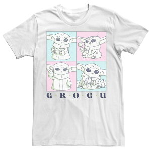 �X�^�[ �E�H�[�Y ���f�B�[�X �g�b�v�X T�V���c Men'star Wars: The Mandalorian Grogu Cute Pastel Box Up Tee White �z���C�g