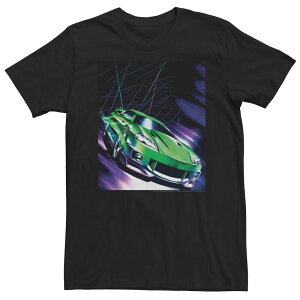 �A�j���L�����N�^�[ ���f�B�[�X �g�b�v�X T�V���c �g�[�� Licensed Character Big & Tall Fast & Furious Green Skyline Portraitee Black �u���b�N