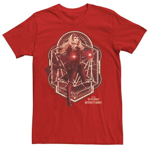 �A�j���L�����N�^�[ ���f�B�[�X �g�b�v�X T�V���c LICENSED CHARACTER Men's Marvel Doctor Strange Movie 2 Wanda Magic Hero Pose Tee Red ���b�h