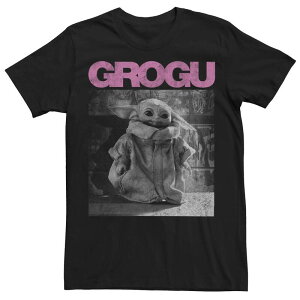 �A�j���L�����N�^�[ ���f�B�[�X �g�b�v�X T�V���c Licensed Character Men'star Wars The Mandalorioan Grogu Wall Black & White Pose Tee Black �u���b�N