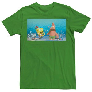 �A�j���L�����N�^�[ ���f�B�[�X �g�b�v�X T�V���c �p���c Licensed Character Men'spongebob Squarepants Patrick Star Christmas Buddies Tee Kelly