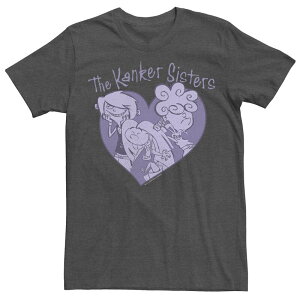 �A�j���L�����N�^�[ ���f�B�[�X �g�b�v�X T�V���c Licensed Character Men's Cartoonetwork Edd & Eddy The Kanker Sisters Purple Hue Heart Portraitee Charcoal Heather �`���R�[��