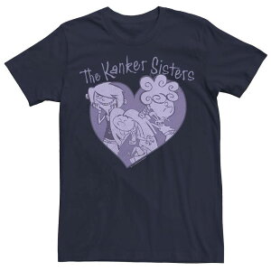 �A�j���L�����N�^�[ ���f�B�[�X �g�b�v�X T�V���c Licensed Character Men's Cartoonetwork Edd & Eddy The Kanker Sisters Purple Hue Heart Portraitee Navy �l�C�r�[
