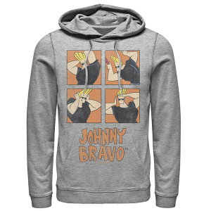 �A�j���L�����N�^�[ ���f�B�[�X �g�b�v�X T�V���c �p�[�J�[ �O���t�B�b�N Licensed Character Men's Cartoonetwork Johnny Bravo Box Up Hairdo Graphic Hoodie Athletic Heather �w�U�[