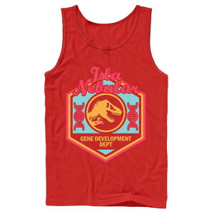 �A�j���L�����N�^�[ ���f�B�[�X �g�b�v�X T�V���c Licensed Character Men's Jurassic World Isla Nebular Gene Dept. Badge Tank Top Red ���b�h