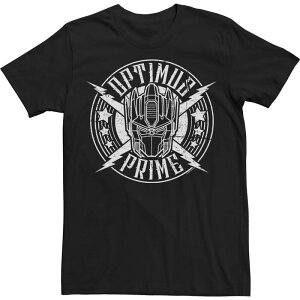 �A�j���L�����N�^�[ ���f�B�[�X �g�b�v�X T�V���c Licensed Character Men's Transformers Optimus Prime Rock Badge Tee Black �u���b�N