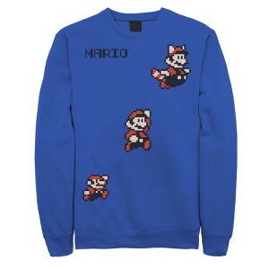 �A�j���L�����N�^�[ ���f�B�[�X �g�b�v�X T�V���c �X�E�F�b�g Licensed Character Men'super Mario 8-Bitransformation Sweatshirt Royal