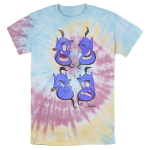 �f�B�Y�j�[ ���f�B�[�X �g�b�v�X T�V���c Men's Disney Aladdin Geniexpressions Bomabrd Wash Tee Blue Pink Light Yellow �u���[