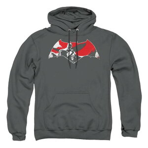 �A�j���L�����N�^�[ ���f�B�[�X �A�E�^�[ �j�b�g�E�Z�[�^�[ ���S �p�[�J�[ Licensed Character Batman V Superman Armor Splatter Logo Adult Pull Over Hoodie Charcoal �`���R�[��