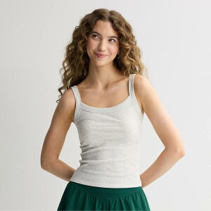 �G�X�I�[ ���f�B�[�X �g�b�v�X T�V���c Juniors' SO Banded Scoop Neck Rib Tank Top Coconut Heather �w�U�[