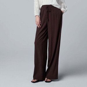 ���F���E�H�� ���f�B�[�X �{�g���X �J�W���A���p���c ���C�h���b�O Women'simply Vera Wang Elastic Waist Wide Leg Pants Laveda Plum �v����