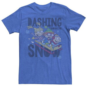 �j�R���f�I�� ���f�B�[�X �g�b�v�X T�V���c �O���t�B�b�N Men's Nickelodeon Rugrats Trio Dashing Through The Snow Sled Graphic Tee Royal Heather �w�U�[