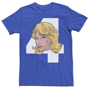�}�[�x�� ���f�B�[�X �g�b�v�X T�V���c ���S Men's Marvel Fantastic Four Invisible Woman Big Face 4 Logo Tee Royal