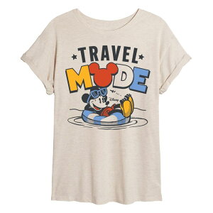 �A�j���L�����N�^�[ ���f�B�[�X �g�b�v�X T�V���c Licensed Character Juniors' Disney Mickey Mouse Travel Mode Oversized Tee Beige �x�[�W��