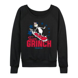 �A�j���L�����N�^�[ ���f�B�[�X �g�b�v�X T�V���c �p�C�� Licensed Character Women's Dr. Seuss Grinch Snowboarding French Terry Long Sleeve Tee Black �u���b�N