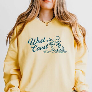 Simply Sage Market ���f�B�[�X �g�b�v�X T�V���c �X�E�F�b�g Simply Sage Market West Coast Palm Trees - Women's Lightweight Garment Dyed Sweatshirt Butter