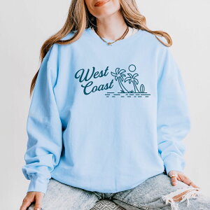 Simply Sage Market ���f�B�[�X �g�b�v�X T�V���c �X�E�F�b�g Simply Sage Market West Coast Palm Trees - Women's Lightweight Garment Dyed Sweatshirt Hydrangea