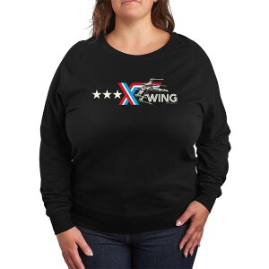�X�^�[ �E�H�[�Y ���f�B�[�X �g�b�v�X T�V���c �v���X�T�C�Y �p�C�� ���S Plusize Star Wars X-Wing Americana Logo French Terry Long Sleeve Tee Black �u���b�N