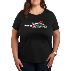 �X�^�[ �E�H�[�Y ���f�B�[�X �g�b�v�X T�V���c �v���X�T�C�Y ���S �O���t�B�b�N Plusize Star Wars X-Wing Americana Logo Graphic Tee Black �u���b�N