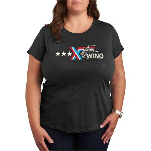 �X�^�[ �E�H�[�Y ���f�B�[�X �g�b�v�X T�V���c �v���X�T�C�Y ���S �O���t�B�b�N Plusize Star Wars X-Wing Americana Logo Graphic Tee Heather Charcoal �`���R�[��