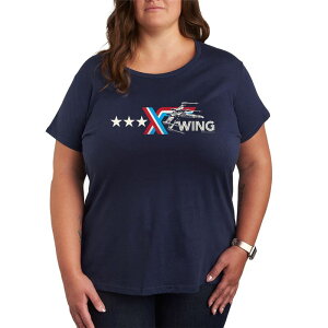 �X�^�[ �E�H�[�Y ���f�B�[�X �g�b�v�X T�V���c �v���X�T�C�Y ���S �O���t�B�b�N Plusize Star Wars X-Wing Americana Logo Graphic Tee Navy �l�C�r�[
