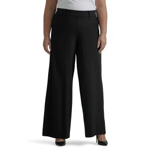 ���[ ���f�B�[�X �{�g���X �J�W���A���p���c ���C�h���b�O �v���X�T�C�Y Plusize LeeR Ultra Lux Comfort Any Wear Wide Leg Pull-On Pants Black �u���b�N