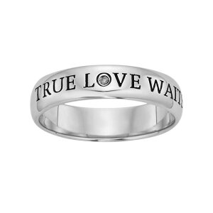 �A���u�����f�b�h ���f�B�[�X �A�N�Z�T���[ �����O UNBRANDED Sterling Silver Diamond Accentrue Love Waits Purity Ring Black & White �z���C�g