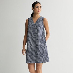 �\�m�} ���f�B�[�X �g�b�v�X �����s�[�X �v�` �m�[�X���[�u Petite Sonoma Goods For Lifeveryday-Neck Sleevelesshift Dress Navy Shell Print �l�C�r�[