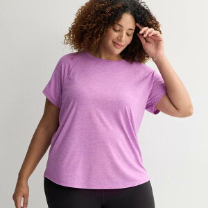Tek Gear ���f�B�[�X �g�b�v�X T�V���c �v���X�T�C�Y Plusize Tek Gear Essential Core Raglan Tee Orchid Skyline Texture