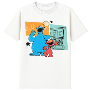 �A�j���L�����N�^�[ ���f�B�[�X �g�b�v�X T�V���c �O���t�B�b�N Licensed Character Men'sesame Street Beats Cookie Monster & Elmo Graphic Tee White �z���C�g